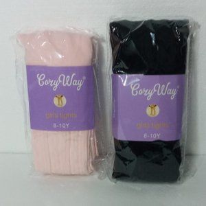 GIRLS TIGHT by CORY WAY PINK/BLACK 8-10Y SET OF 2